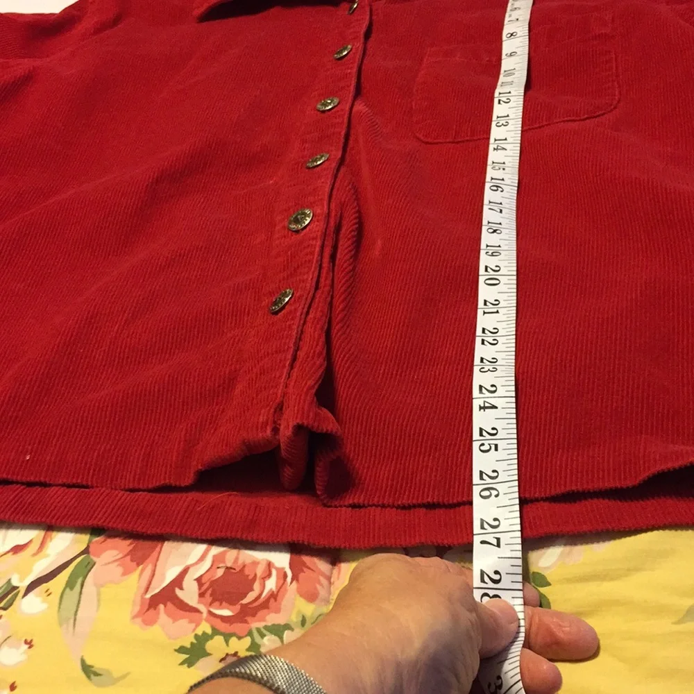 Carolina Colours Plus Red Corduroy Button Up Shirt Size 16